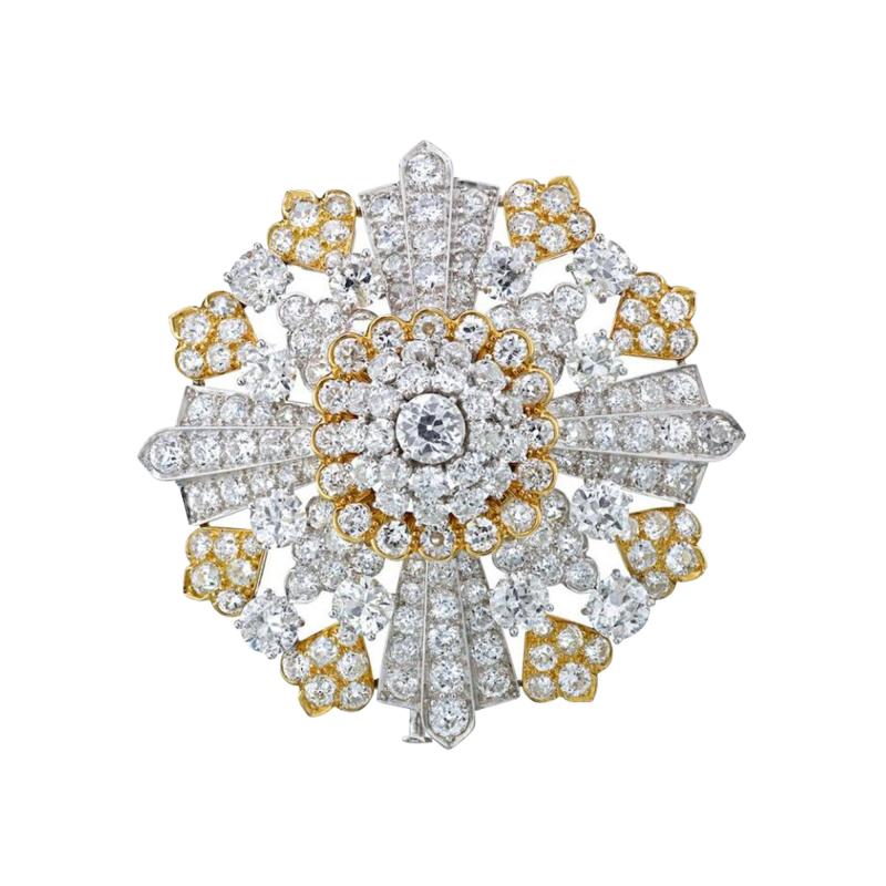 David Webb DAVID WEBB PLATINUM 18K WHITE GOLD 40 00 CARAT OLD CUT DIAMOND BROOCH