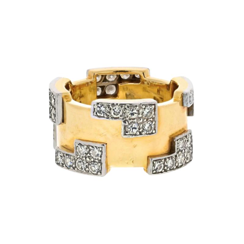 David Webb DAVID WEBB PLATINUM 18K YELLOW GOLD 1 75CTTW PUZZLE DIAMOND RING