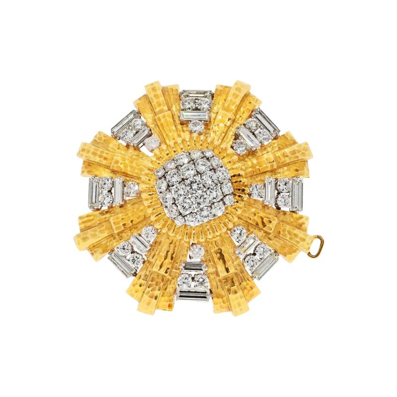David Webb DAVID WEBB PLATINUM 18K YELLOW GOLD 15 80CTS HERALDIC DIAMOND PENDANT BROOCH