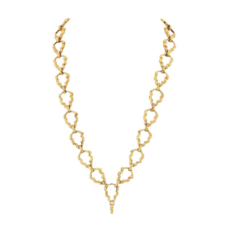 David Webb DAVID WEBB PLATINUM 18K YELLOW GOLD ARTICULATED 28 INCHES LINK CHAIN NECKLACE