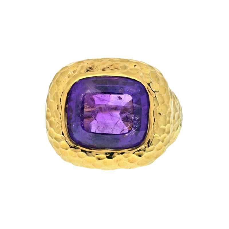 David Webb DAVID WEBB PLATINUM 18K YELLOW GOLD BEZEL SET PURPLE AMETHYST RING