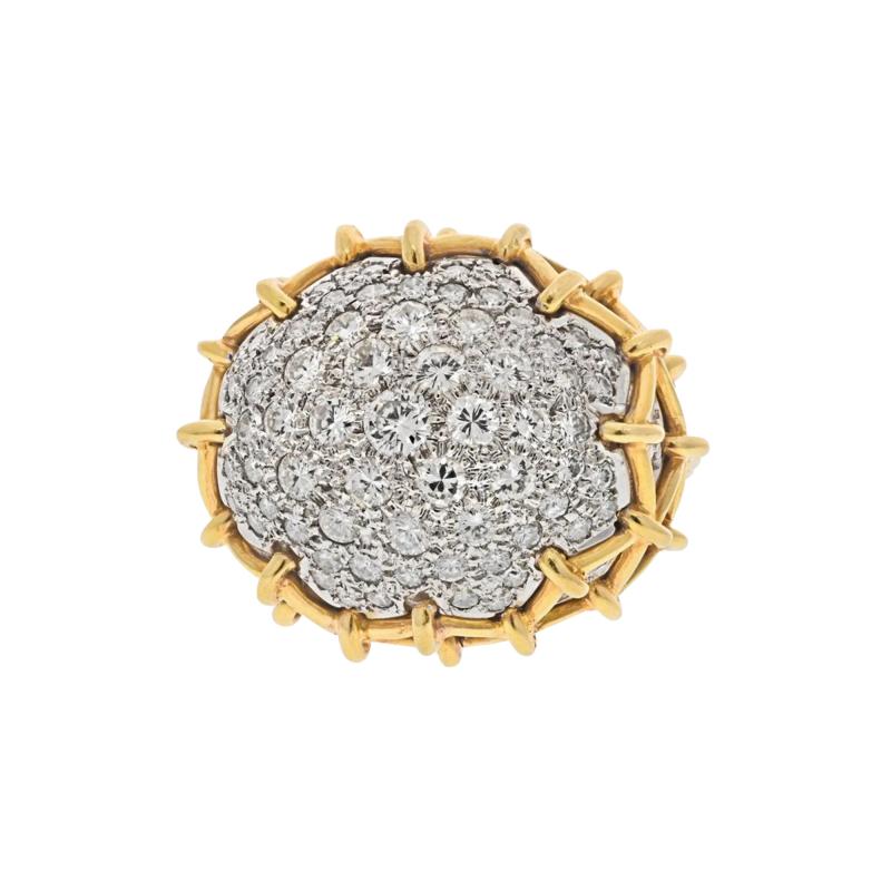 David Webb DAVID WEBB PLATINUM 18K YELLOW GOLD GEODESIC DOME DIAMOND RING