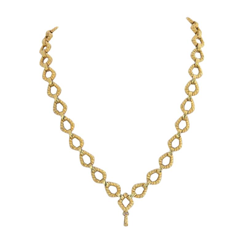 David Webb DAVID WEBB PLATINUM 18K YELLOW GOLD HAMMERED LINK TWIST CHAIN NECKLACE