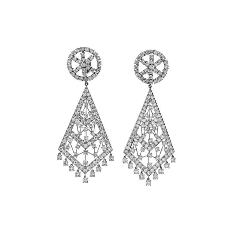 David Webb DAVID WEBB PLATINUM 36 CARATS DIAMOND CHANDELIER EARRINGS