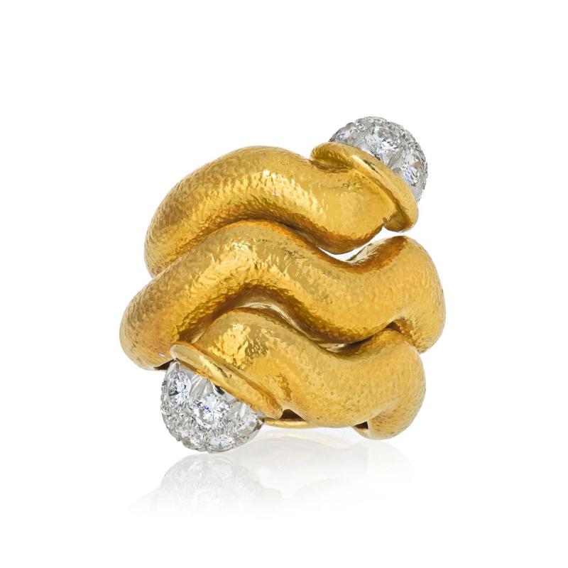 David Webb David Webb 18K Gold Diamond Tipped Nail Ring