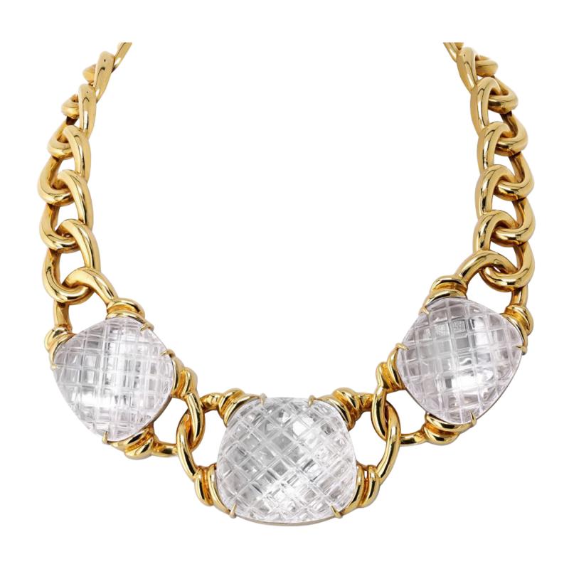 David Webb David Webb 18K Yellow Gold Crystal Pool Rock Crystal Necklace
