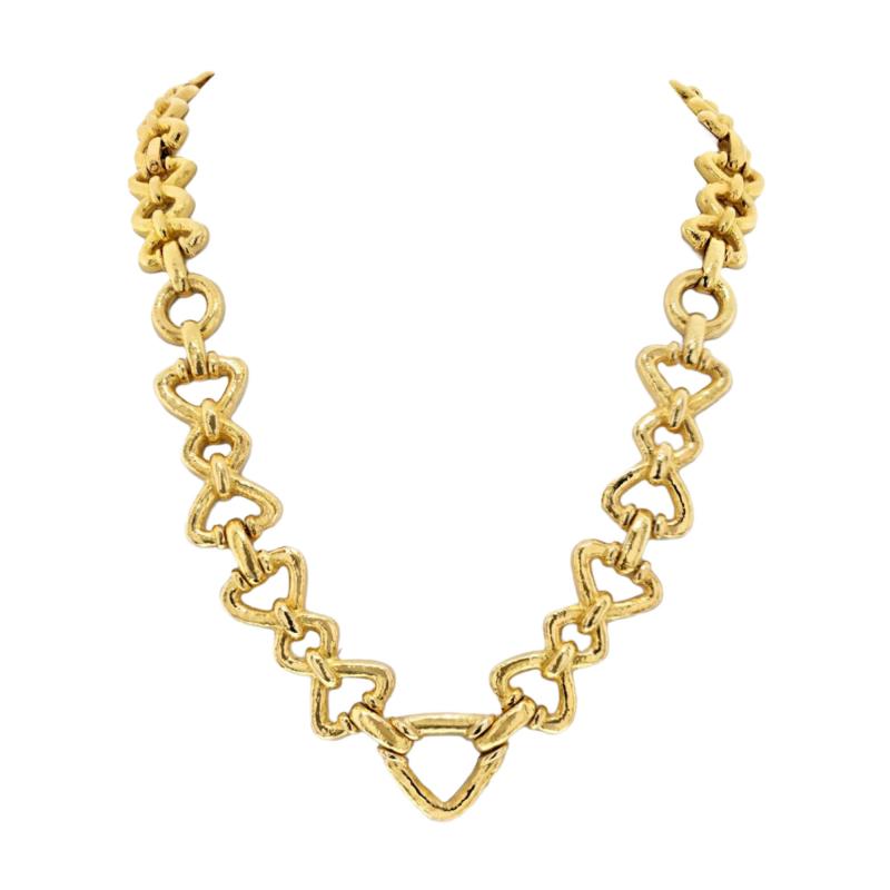 David Webb David Webb 18K Yellow Gold Hammered Link Long Convertible Necklace