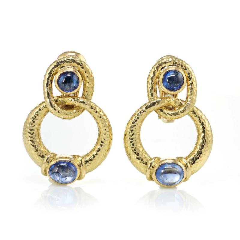 David Webb David Webb Cabochon Sapphire Door Knocker Earrings