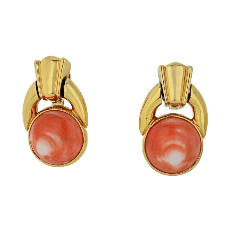 David Webb David Webb Coral Door Knocker Earrings