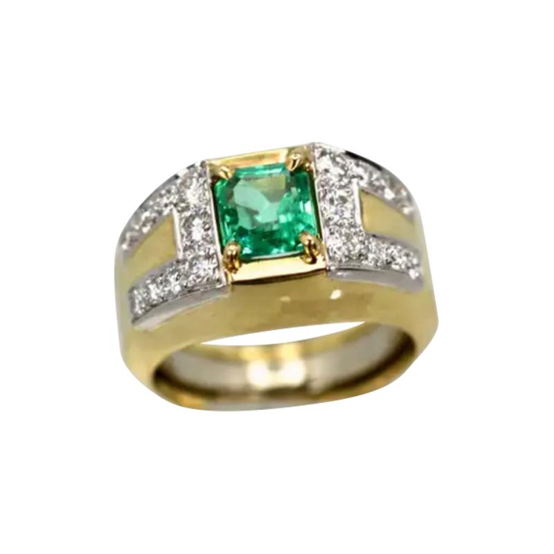 David Webb David Webb Emerald Diamond Ring 18 Karat
