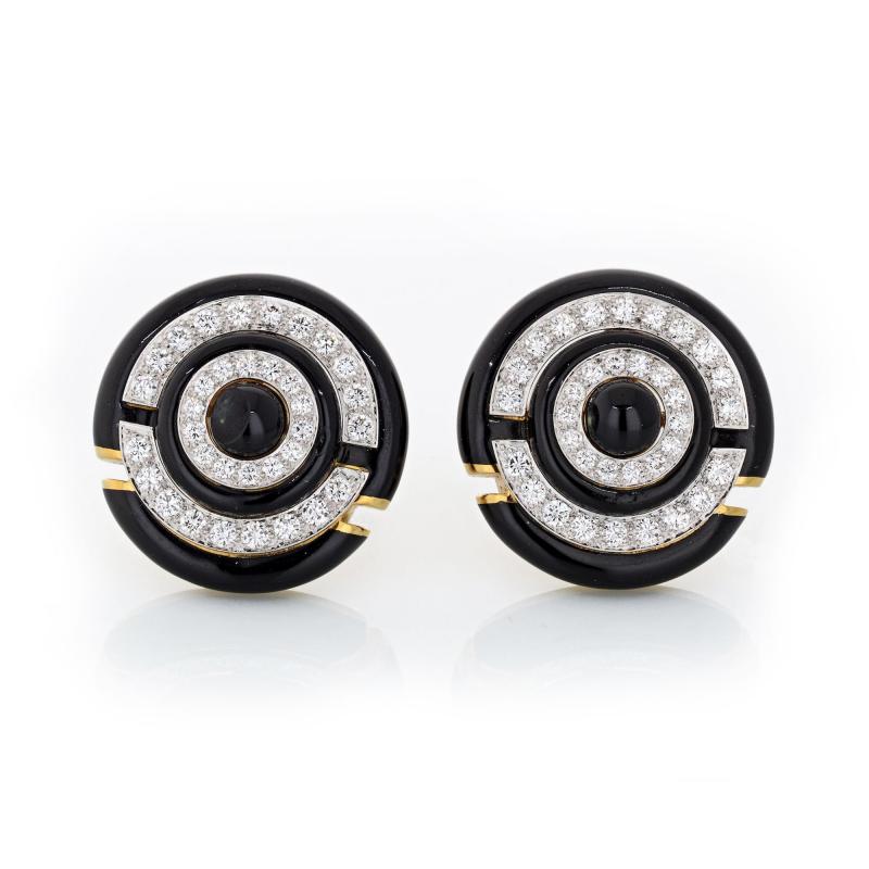 David Webb David Webb Enamel Diamond Clip On Earrings