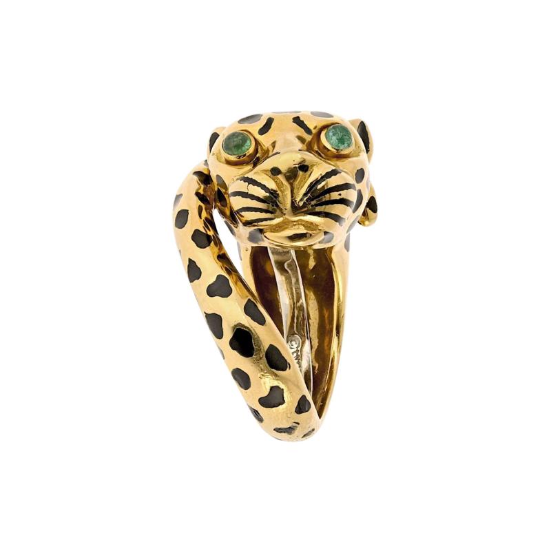 David Webb David Webb Platinum 18K Yellow Gold Leopard Ring