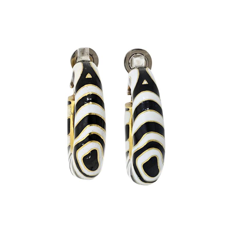 David Webb David Webb Platinum 18K Yellow Gold Zebra Hoop Earrings