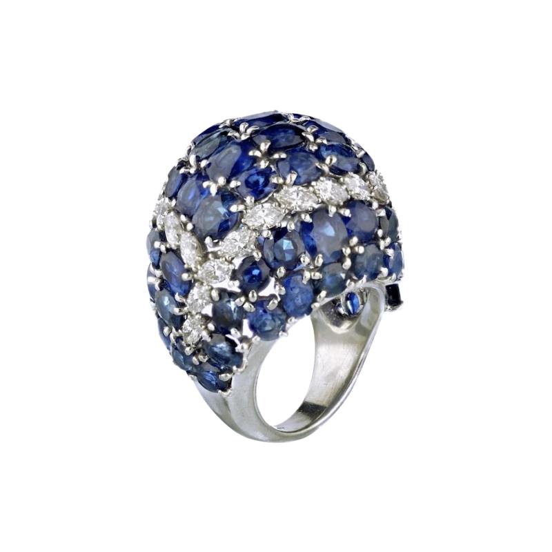 David Webb David Webb Platinum Sapphire Diamonds Ring Ring