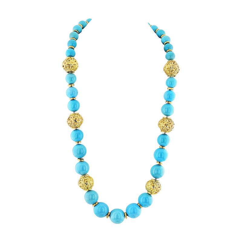 David Webb David Webb Turquoise Large Bead Strand Necklace