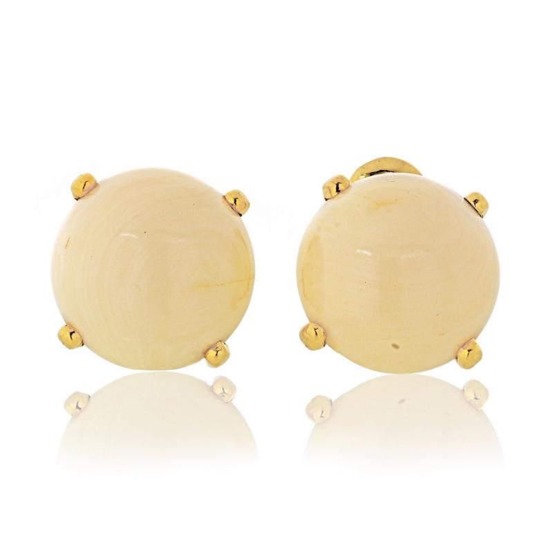 David Webb David Webb White Coral Clip On Round Earrings