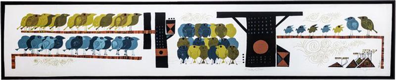 David Weidman Large 1960s Family of Birds Signed Handcrafted Silkscreen by David Weidman