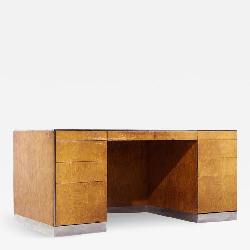 Davis Allen Davis Allen Mid Century Burlwood and Chrome Executive Desk