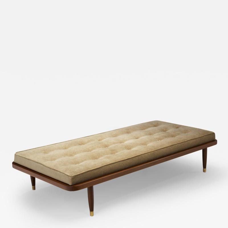 Daybed with Solid Beech Legs and Brass Shoes Denmark ca 1950s