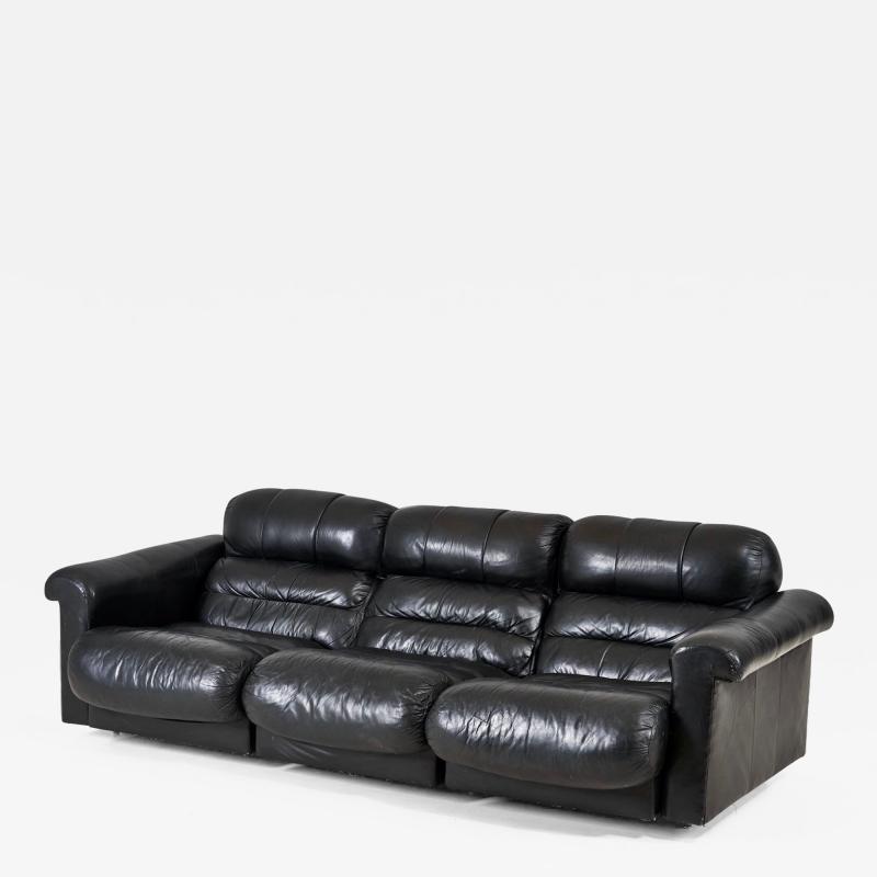 DeSede Black Leather Sofa 1970