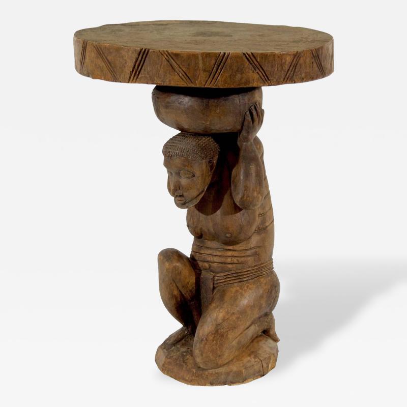 Decorative African Carved Wood Side Table