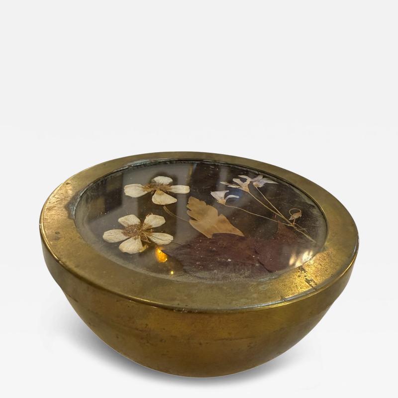 Decorative Brass Bowl With Floral Lid