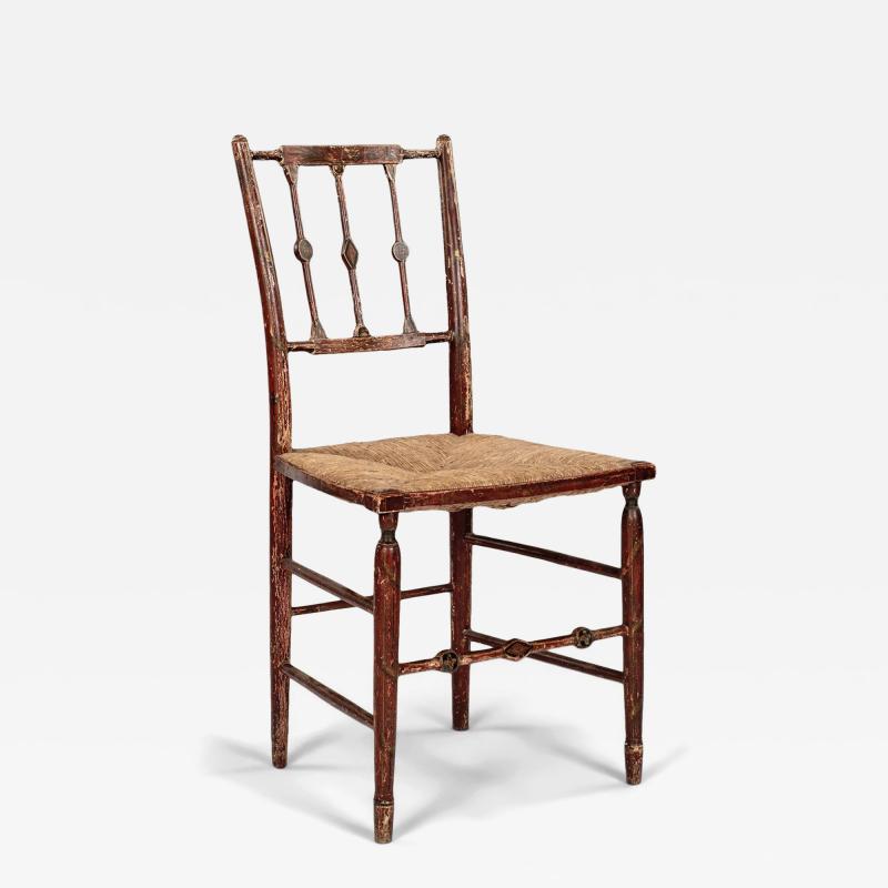 Decorative Red Painted French Side Chair