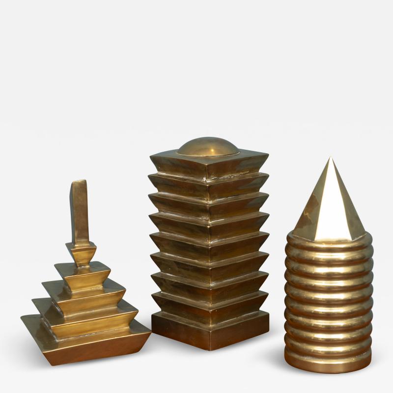 Decorative Trio of Geometric Brass Objects