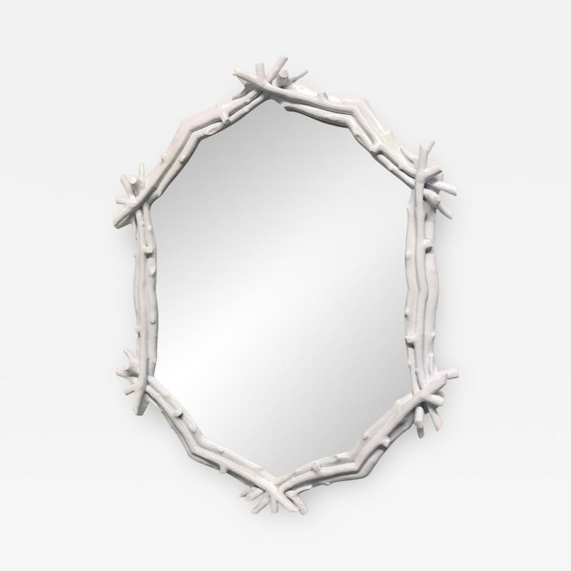 Decorative White Twig Mirror