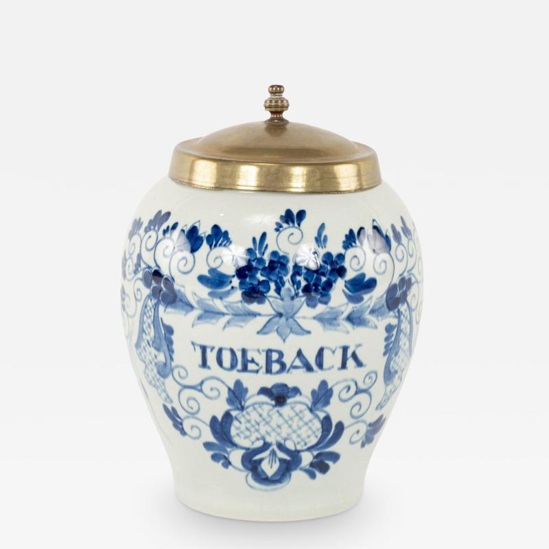 Delft Blue and White Toeback Tobacco Jar