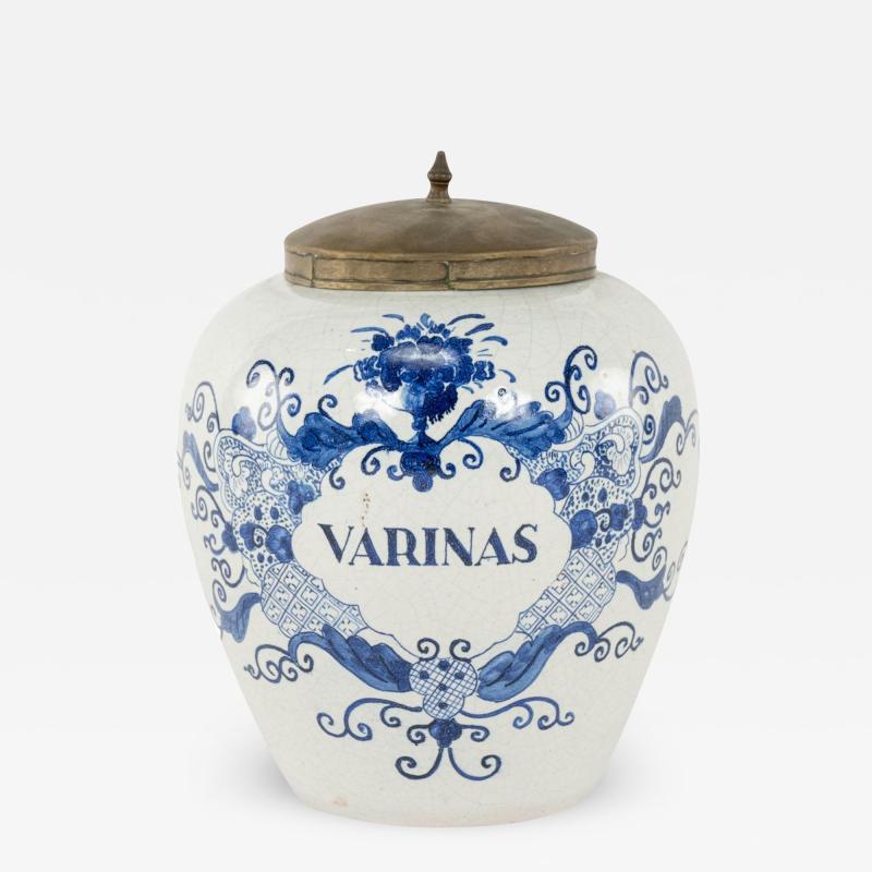 Delft Blue and White Varinas Tobacco Jar