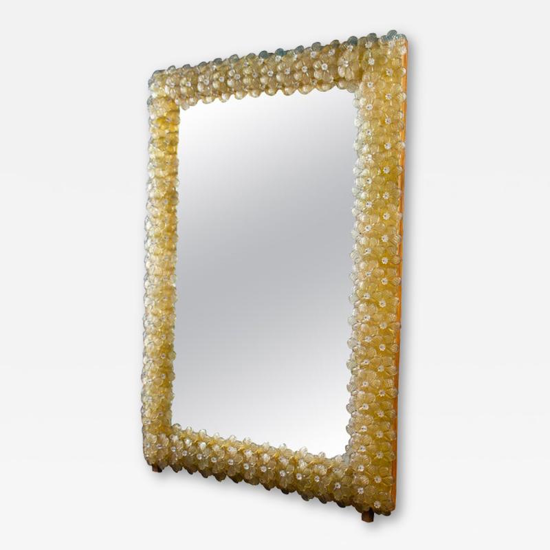 Delicious Gold Flower Murano Glass Mirror 1970