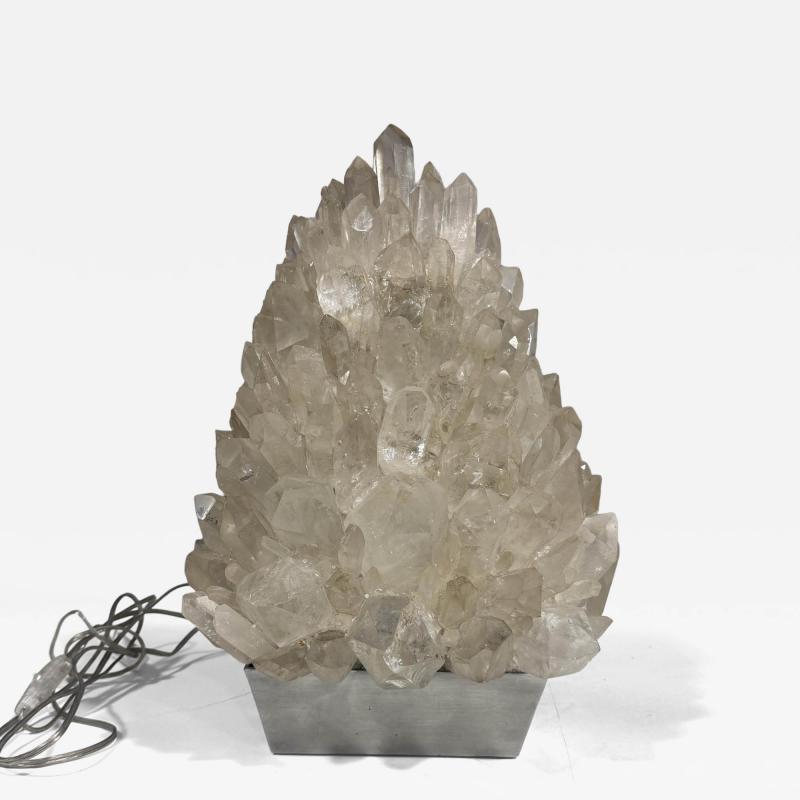 Demian Quincke Brazilian Contemporary Natural Rock Crystal and Aluminum Table Lamp