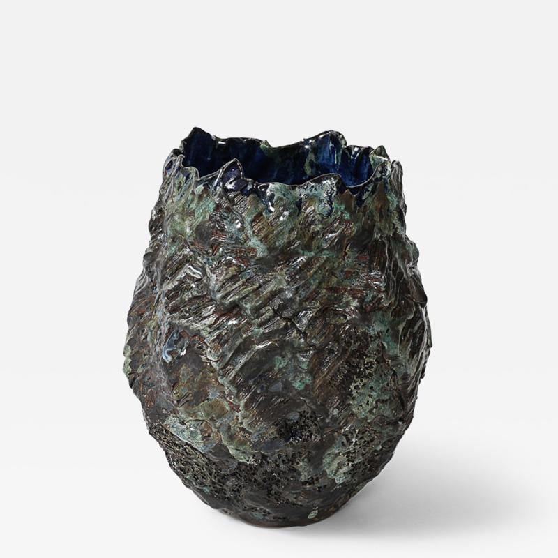 Dena Zemsky XL Vase with Blue Interior by Dena Zemsky