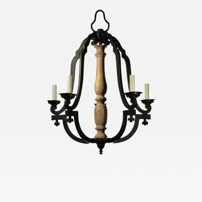 Dennis Leen 1990s Dennis Leen Louis XIV Wrought Iron Chandelier