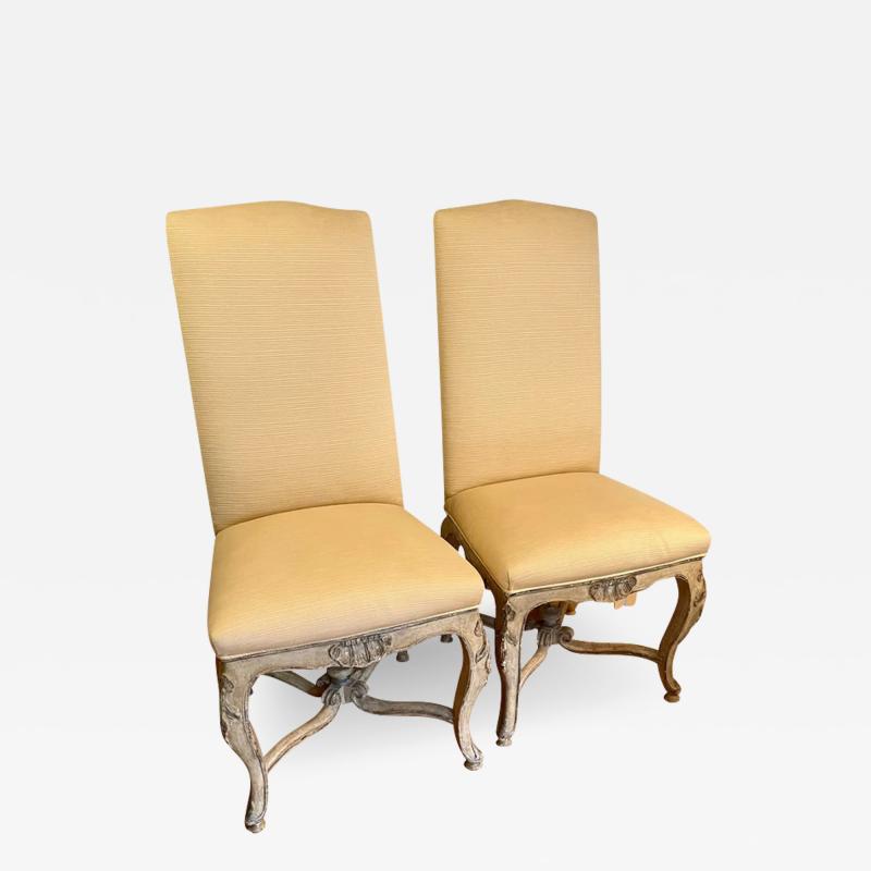 Dennis Leen 19th C Style Dennis Leen Greige Italian High Back Side Chairs