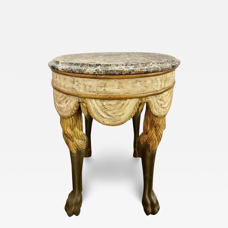 Dennis Leen Dennis Leen 18th C Style Lion Leg Marble Top Side Table