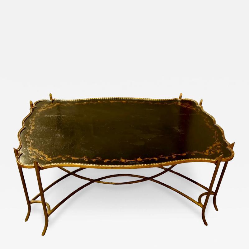 Dennis Leen Dennis Leen Black Lacquer Gilt Chinoiserie Cocktail or Coffee Table