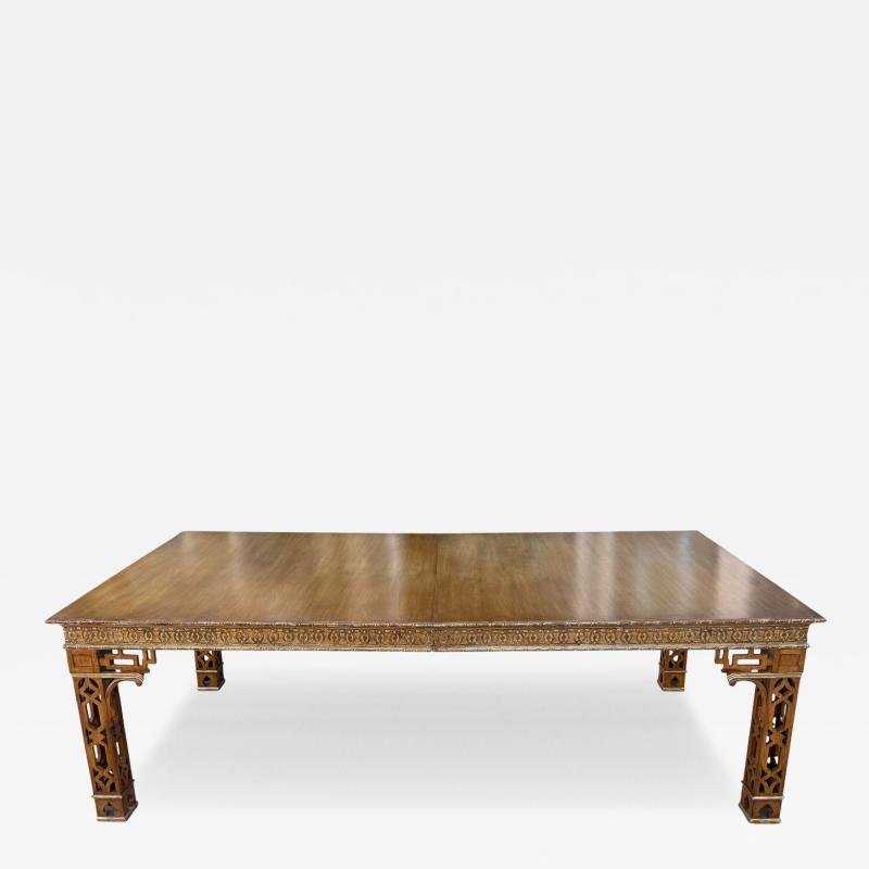 Dennis Leen Dennis Leen Chinese Chippendale Style Giltwood Walnut Dining Table