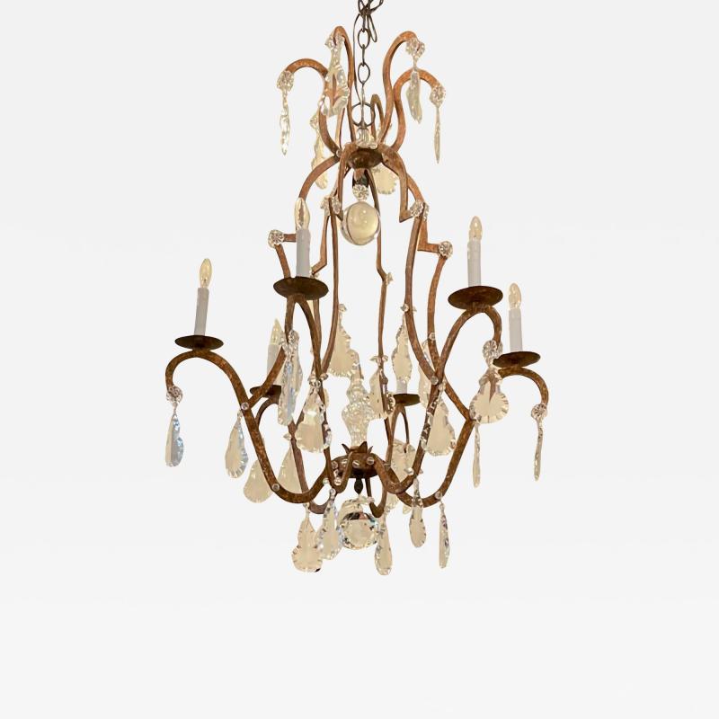 Dennis Leen Dennis Leen Wrought Iron Cut Crystal Petit Chateau Chandelier