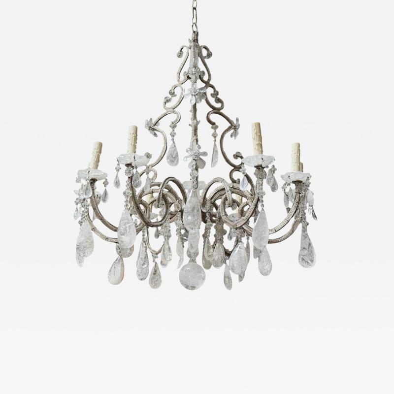 Dennis Leen Dennis Leen for Formations Rock Crystal Silver Gilt Iron Beaded Chandelier