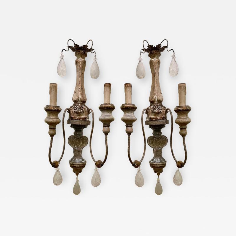 Dennis Leen Formations Dennis Leen Rock Crystal Wall Light Sconces a Pair