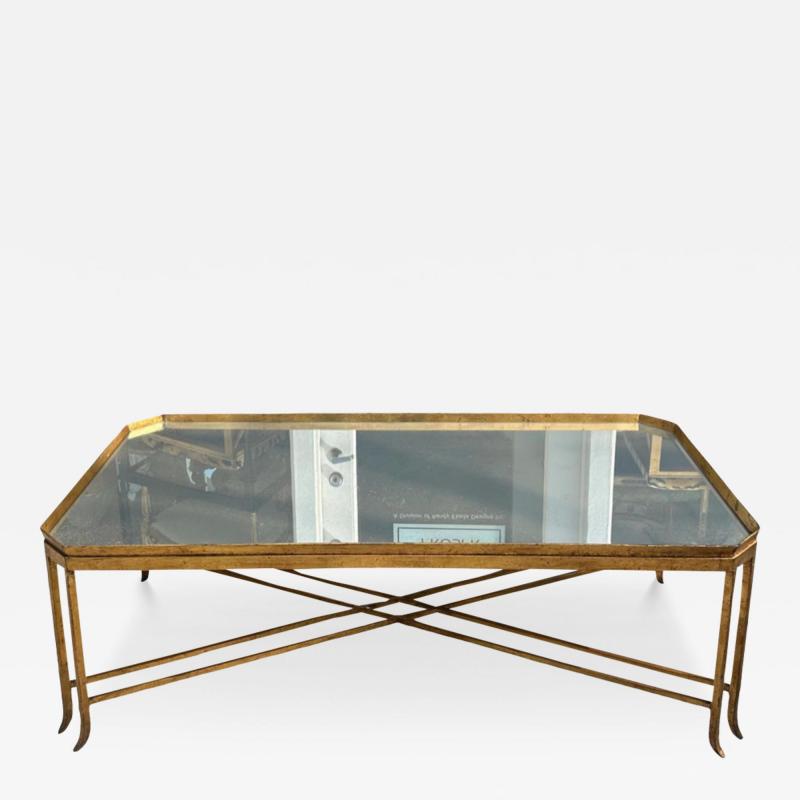 Dennis Leen Vintage Dennis Leen Hollywood Regency Style Gilt Metal Mirror Cocktail Table