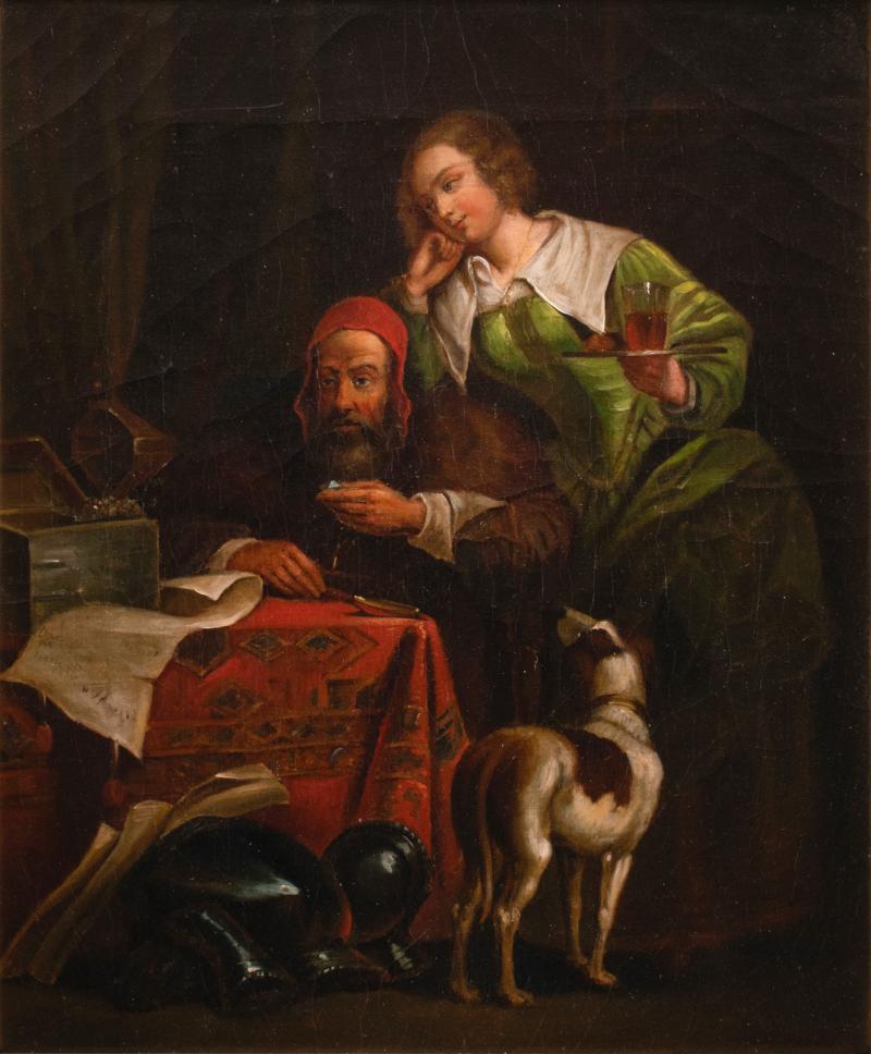 Der Antiquitatenhandler The Antiques Dealer Oil on Canvas 19th c 