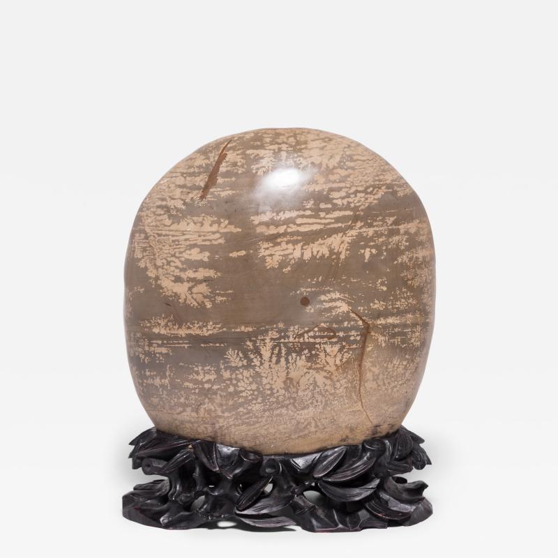 Desert Meditation Stone on Carved Stand