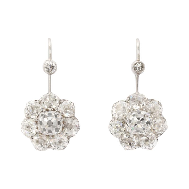 Diamond Cluster Earrings in Platinum