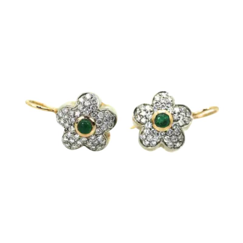 Diamond Emerald Earrings 18 Karat