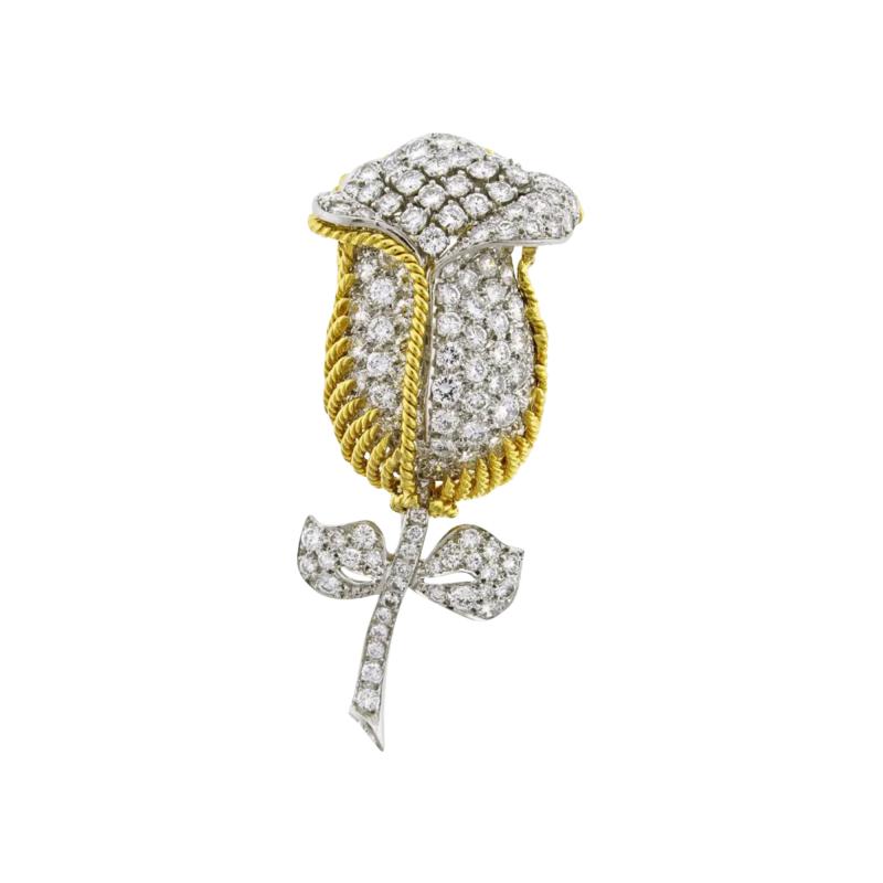 Diamond Flower Brooch