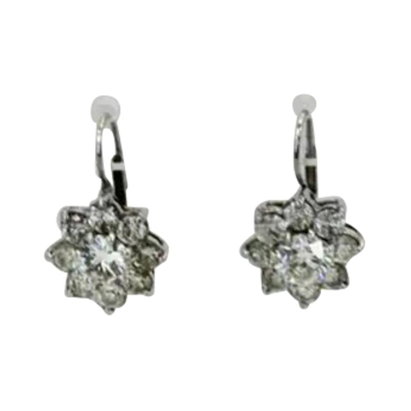 Diamond Flower Earrings 18K