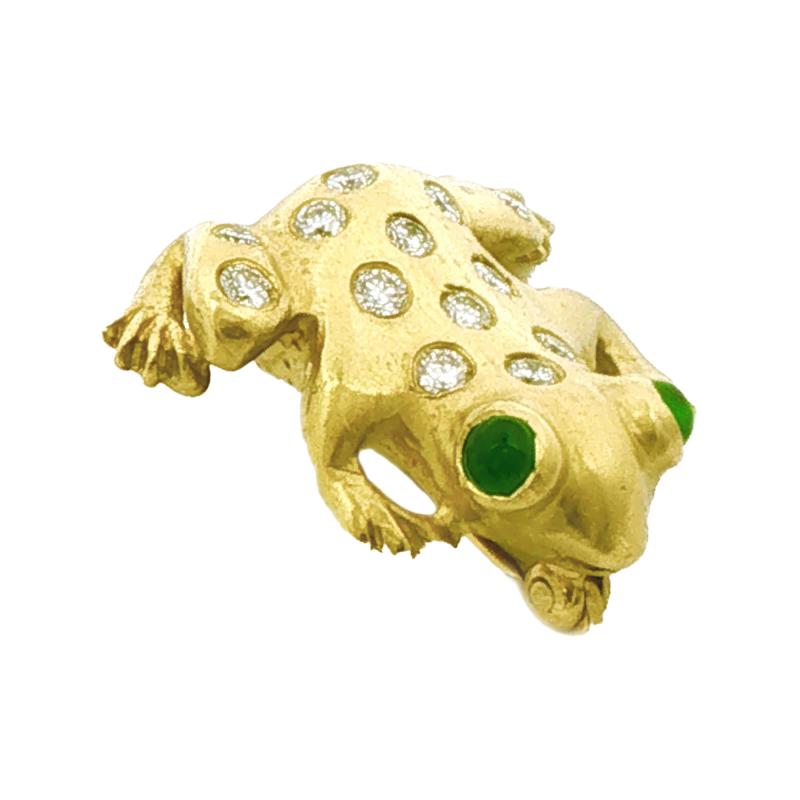 Diamond Frog Pin in 18 karat Satin Finish